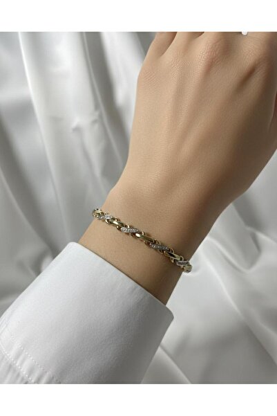 Xuping Altın Renkli BileklikK Xuping zirkon taşlı örgü bileklik