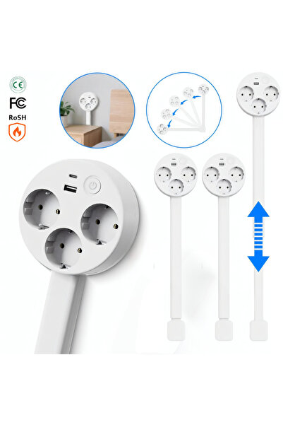 Dasbo Set of 2 Extendable Power Strips, Adjustable Electrical Extender - Powe...