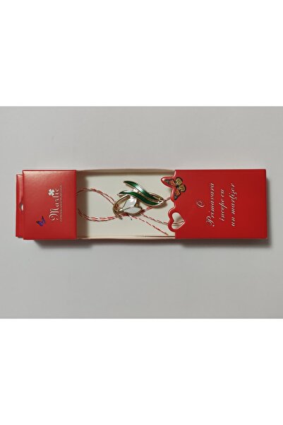 OEM Elegant snowdrop martisor in a box with brooch and string and spring message