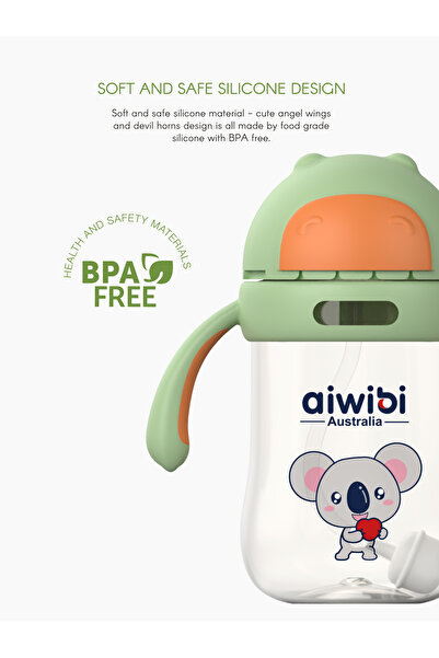 Aiwibi baby water bottle 300ML Green-pack of 3