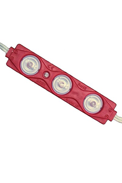 ZEMBİL 10 Adet KIRMIZI 12V 1.5W 3 Ledli Mercekli Parmak Led Modül 2835 smd