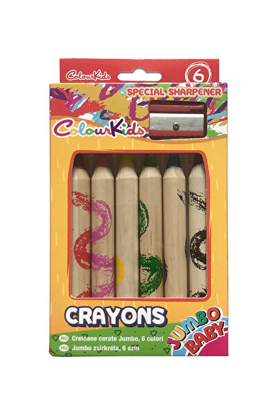 ColourKids Creioane Cerate BABY Jumbo set 6buc cu ascutitoare