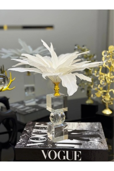 DoraHomeDekor KRİSTAL TASARIM ÜSTÜ TÜYLÜ DEKORATİF OBJE 32X22