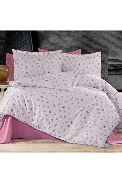 Pucioasa Double bed linen made of 100% satin cotton, 4 pieces, Pink flowers