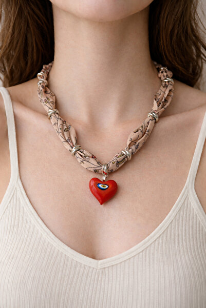 Handmade Scarf Romance Fular Kolye Cam Boncuk Detaylı