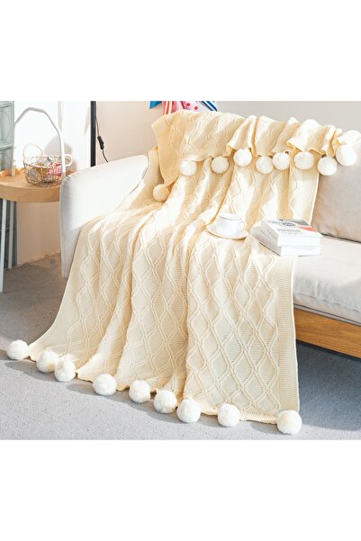 CHIRASO CHIRASO Decorative Knitted Blanket with Tassels, Soft and Elegant for...
