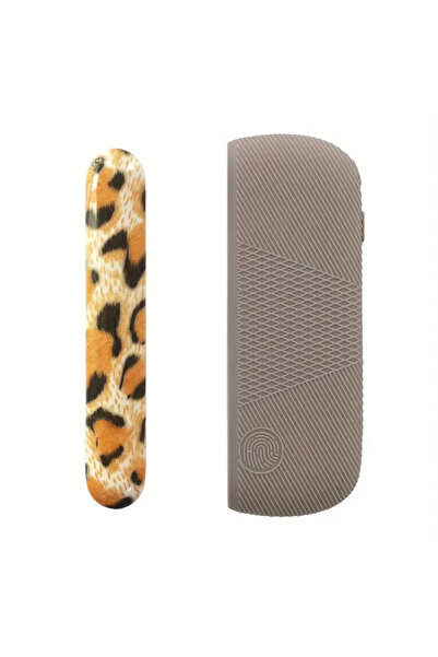 REKS İQOS ILLUMA SİLİKON KAHVERENGİ KILIFI LEOPAR SARISI YAN KAPAK
