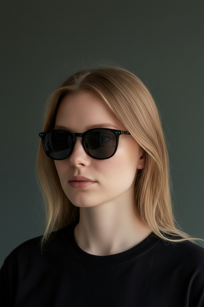 De Valentini Black Cornered Bone Unisex Sunglasses