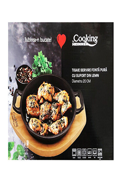 Cooking by Heinner Cast iron pan + wooden base, size 20CM