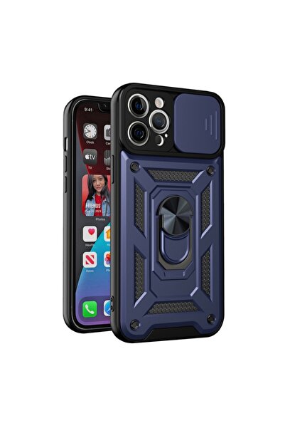 Techsuit Carcasă pentru iPhone 12 Pro, CamShield, albastră, set de autocolante