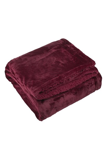 OEM Burgundy velvety Sherpa winter blanket, soft and warm, 160x130 cm