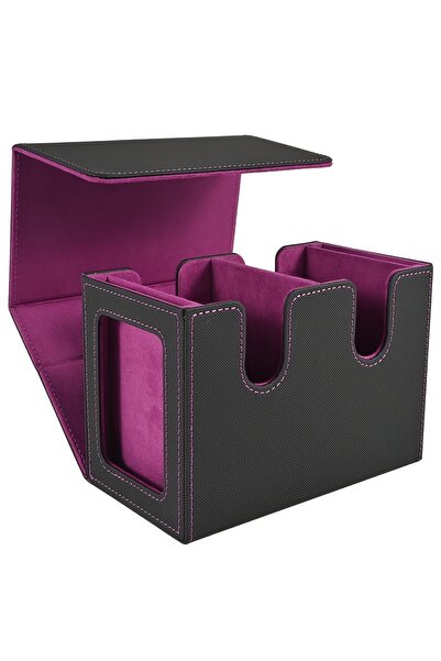 Choice صندوق تخزين فاخر من الجلد الأسود والأرجواني، مقاوم للماء، يتسع لأكثر م...