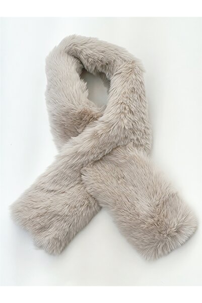 QA Quella Accessories KÜRKLÜ İÇTEN GEÇMELİ BEJ ATKI