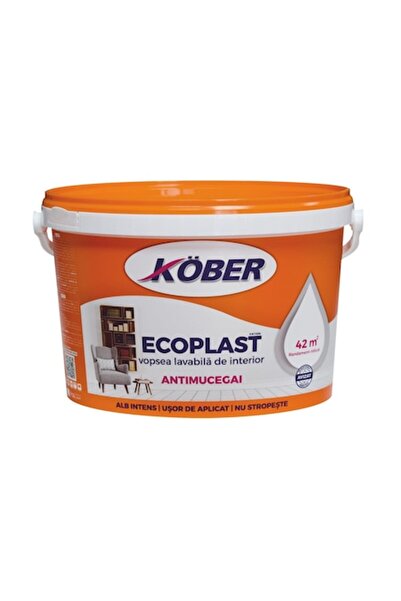 Kober Vopsea lavabilă, interior, albă, antimucegai, 3 L, Ecoplast,