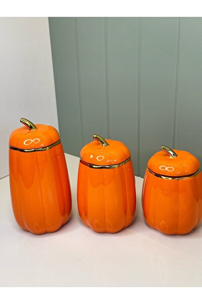 LeylArt Luxury 3-Piece Pumpkin Porcelain Vacuum Jar