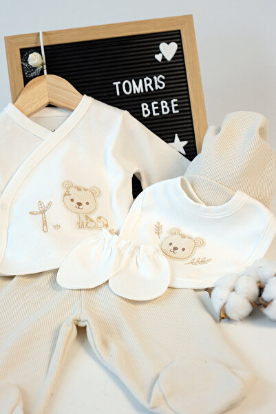 Bebitof YENİDOĞAN 5'Lİ HASTANE ÇIKIŞ SETİ %100 PAMUKLU-SEVİMLİ KAPLAN