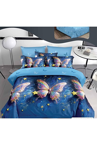 Casa de Vis Double bed linen set, satin cotton, 180x200 cm, 6 pieces, with el...