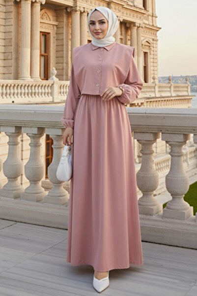 hafsamina Bolero Elastic Waist Hijab Dress Pink Hm262756