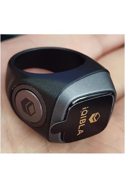 iqibla Smart Tasbih Zikr Ring- Muslim Prayer- Prayer Timing Reminder 22MM Bla...