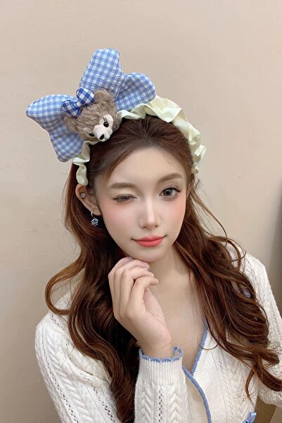 TAKIŞTIR Mavi Renk Hayvan Figürlü Peluş Kurdele Taç