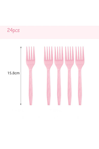 Choice طقم أدوات مائدة وردي متعدد القطع مكون من 24 قطعة، يشمل صينية ورقية ومن...