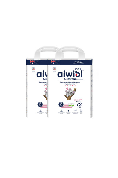 Aiwibi حفاضات أطفال فائقة الرقة وعالية الجودة، مقاس ٢ - ١٤٤ قطعة - عبوة من قط...