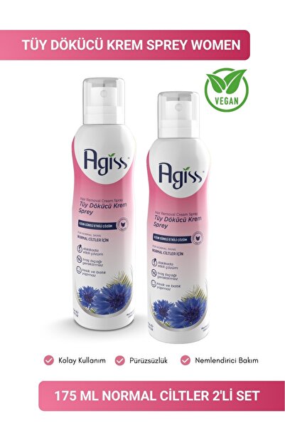 AGISS Tüy Dökücü Krem Sprey Women 175ml Normal Ciltler 2'li Özel Set