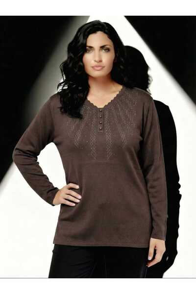 JULYA TRİKO ANNE-TRİKO-TAŞLI-V-Yaka