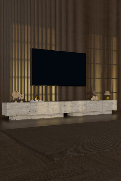 webotto 8 AlmadDouble Tv Ünitesi Modern Uçan Tv Sehpası 6 kapaklı 260cm Trave...