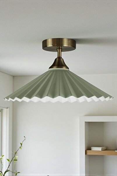 Bamyum Avilla Mint Yeşili Metal Büyük Avize Piramit Plafonyer Başlık Tekli Ru...