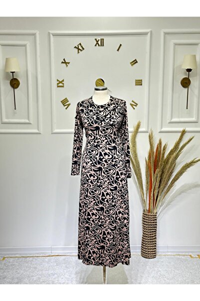 ModaMinar Women's New Season Elegant Curled Pattern Mother's Dress with Pipin...