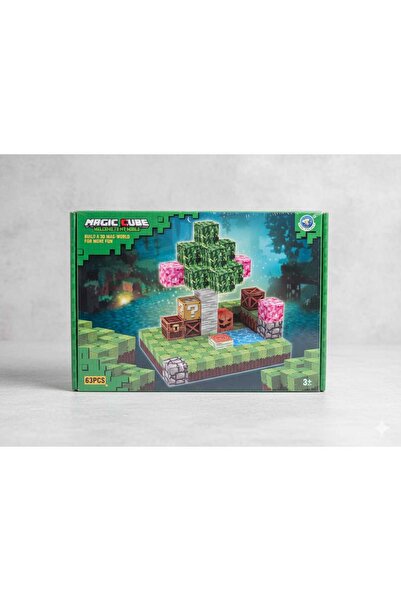 Gerenic Magic Cube Magnetic Building Blocks in Minecraft Style, 63 Pieces