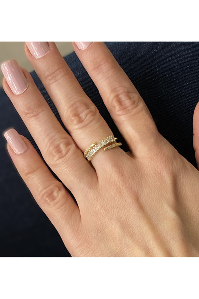 GOX 3 Row Baguette Stone Ring