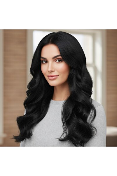 Handmade siyah dalgalı tepelik tül peruk ısıya dayanıklı düzleştirilebilir 1....