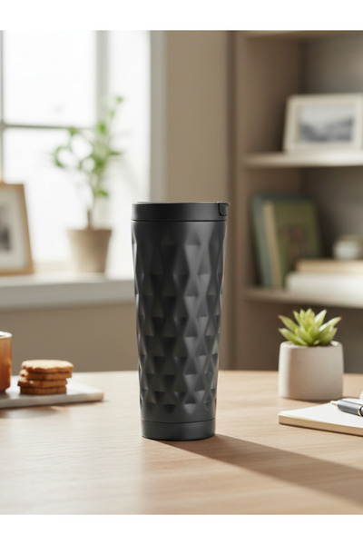 Tohana H2O Steel Thermos Mug 400 ml Black Patterned