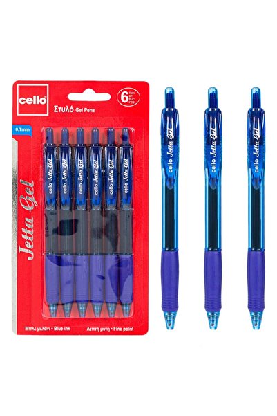 OEM Jetta Gel Pens Set Blue Grip 0.7mm - 6pcs