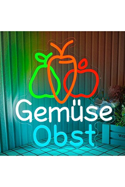 Slasa Vegetables & Fruit LED Neon Sign 22x40 cm Wall Light for Shops & Market