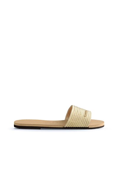 Havaianas Gold Women's Flat Metal Logo Slippers 27W4147312_0570