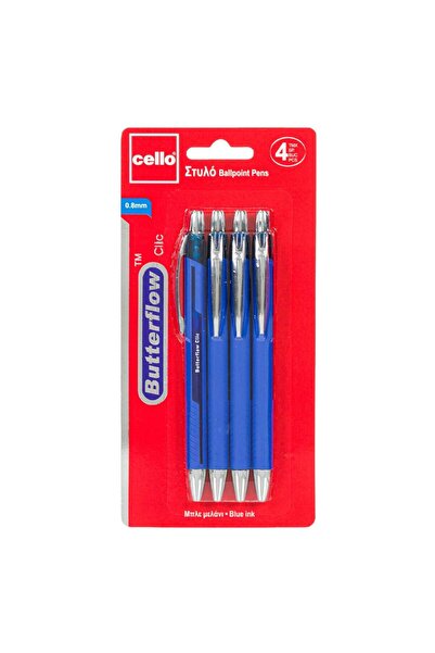 OEM Butter Flow Ballpoint Pen Set Blue 0.8mm - 4pcs
