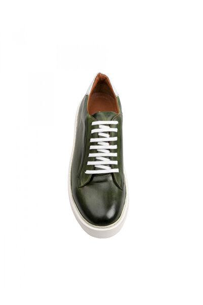 Evanto Shoes Sneakers din piele pentru bărbați Hand Painted Forest Green Snea...