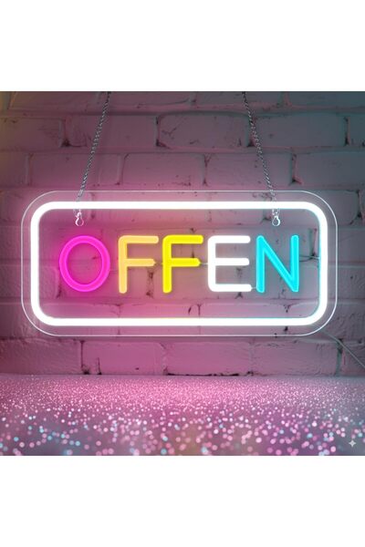 Slasa لافتة نيون LED مفتوحة، مقاس 16 × 35 سم، إضاءة جدارية للمتاجر والمقاهي و...