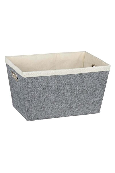 OEM Ecru Grey Storage Basket with Metal Handles 40x28x23cm