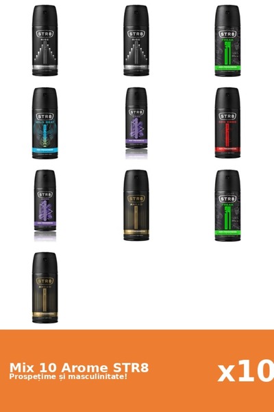str8 Set 10 Mix STR8: 2x Înainte, 2x FR34K, 2x Joc, 1x Cod Roșu, 2x Ascensiun...