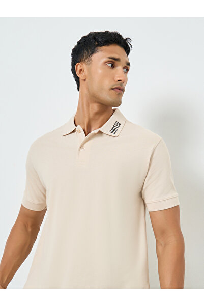 Styli Men Beige Relaxed Fit Polo