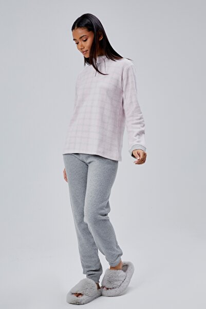 M MOONCOVER Mooncover Women's Checkered Top Half Placket Buttoned Winter Paja...