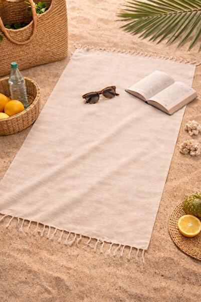 İQON شال قطني سادة |   منشفة الشاطئ والحمام - بيج