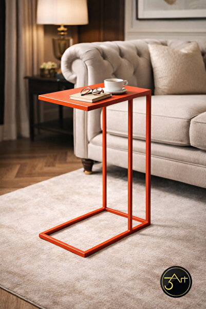 3art Metal Modern Yan Sehpa - Minimal Siyah C Tipi Koltuk Sehpası - Salon & O...