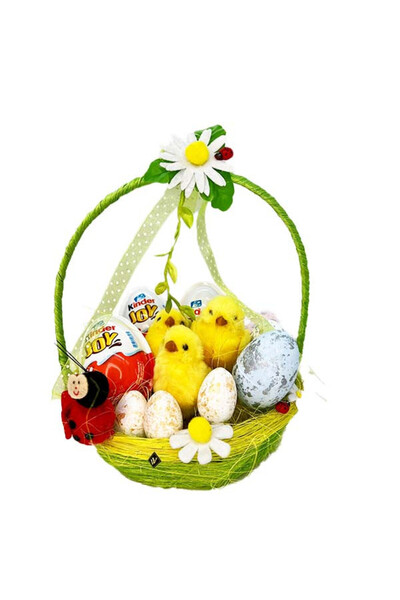 velve Cosulet HappyEaster, cu Kinder Joy si trei puisori, Verde