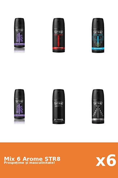str8 Set 6 Mix STR8: 2x Joc, 1x Original, 1x Cod Roșu, 1x Rise, 1x Wild Beat