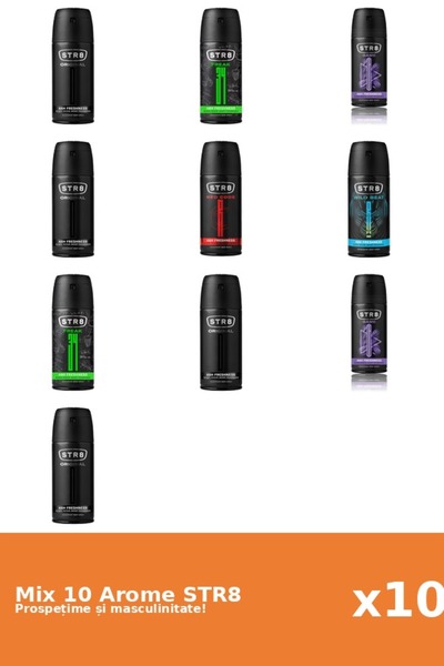 str8 Set 10 Mix STR8: 2x FR34K, 2x Joc, 4x Original, 1x Cod Roșu, 1x Wild Beat